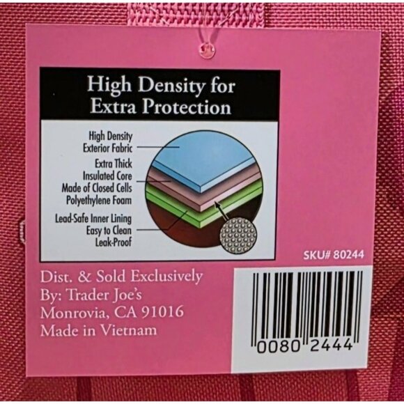 New Trader Joes Mini Insulated Bag Pink Lunch Cooler Reusable Tote Palm VW Gift - Picture 6 of 10